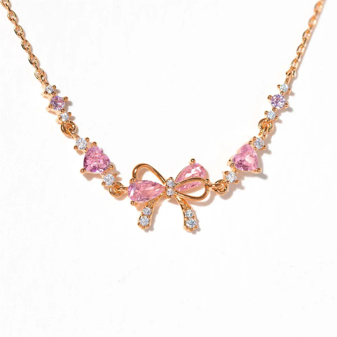Women's Petite Bow Charm Bracelet | Adjustable Cubic Zirconia Chain Bracelet