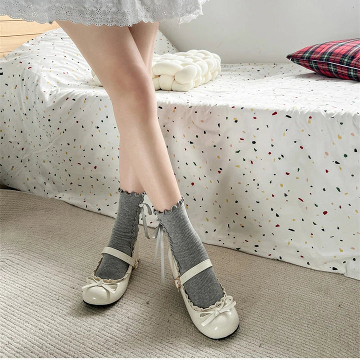 JK Mary Jane Shoes Ladies Causal Shallow Butterflyknot Shoes Autumn Female Leather Shoes