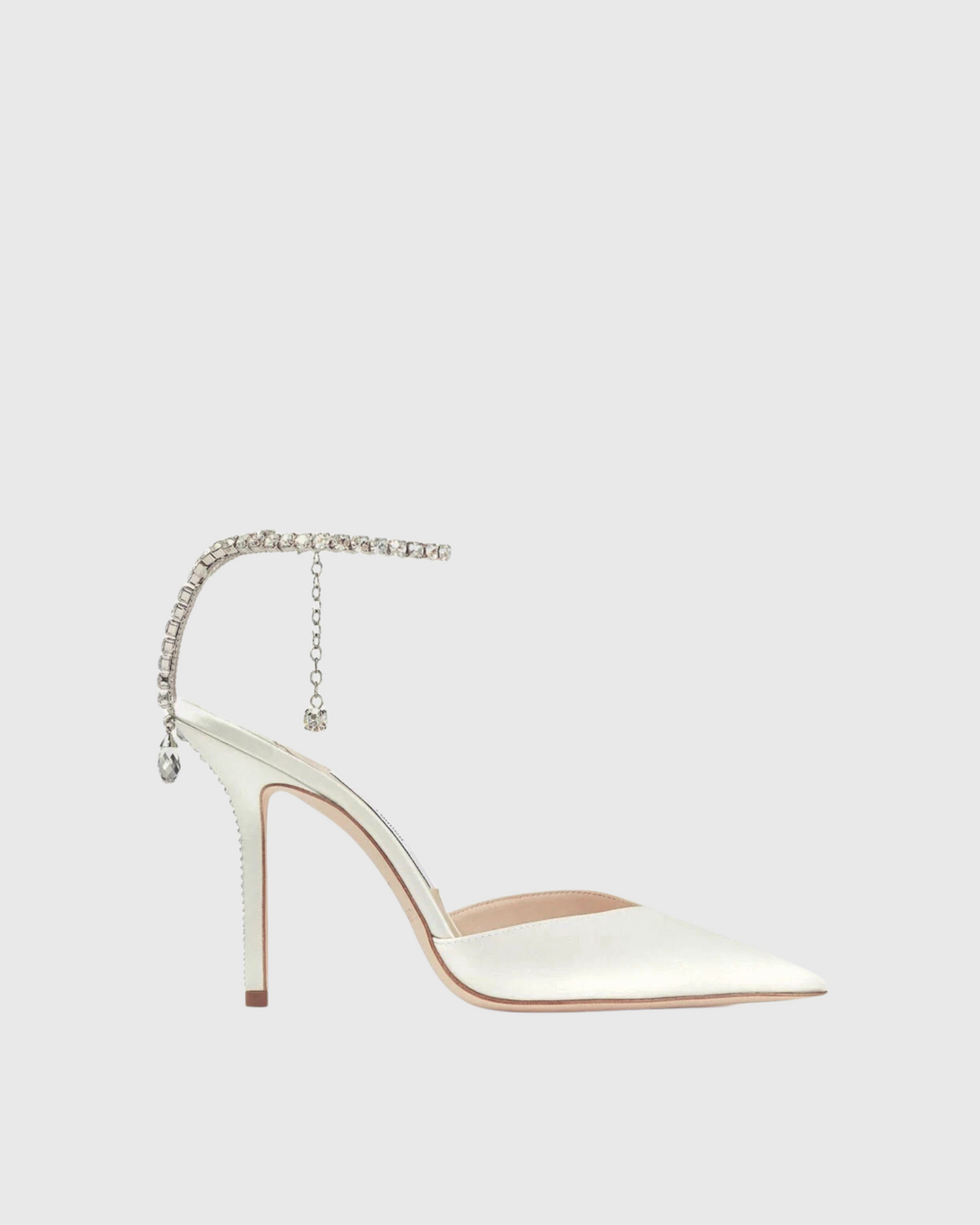 Silva Rhinestone Strap Satin Pumps In White