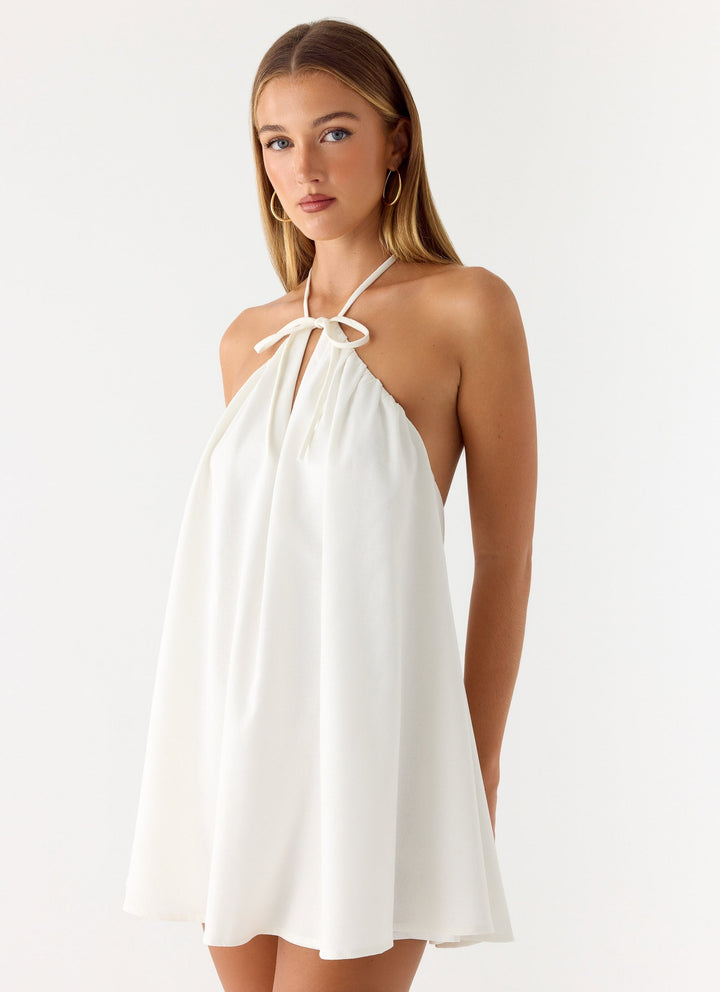 Soft Breeze Linen Mini Dress White