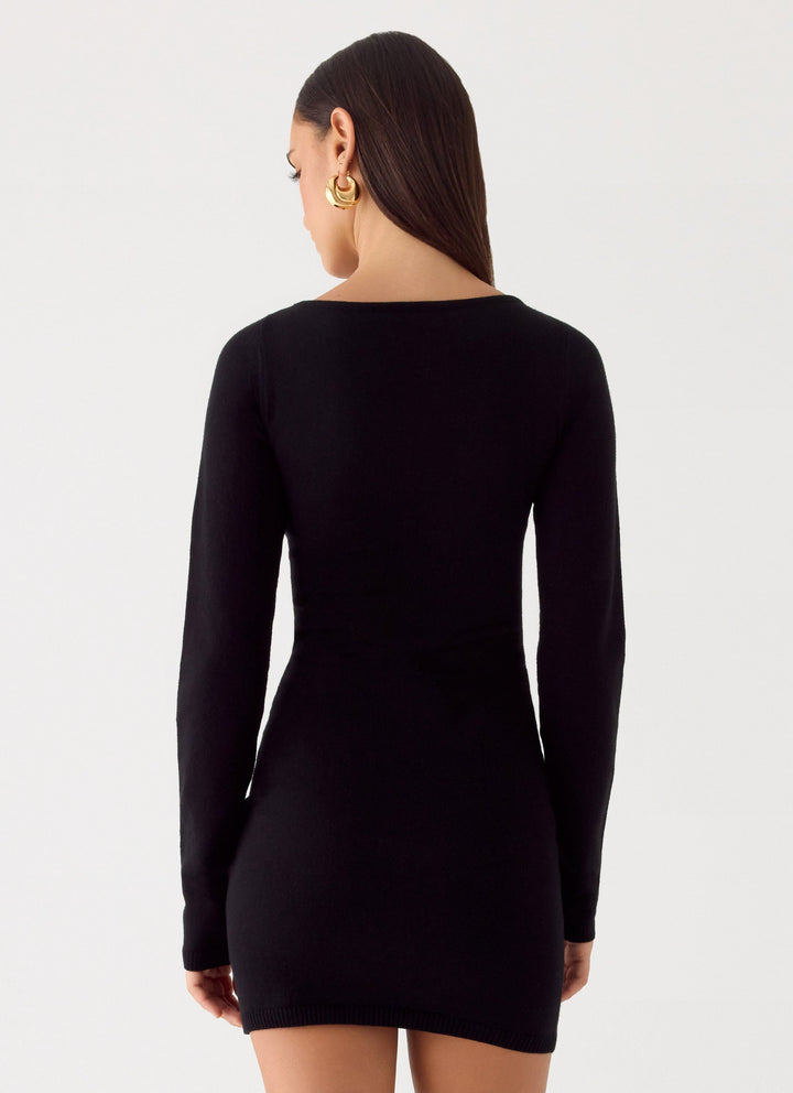 Soft Vision Knit Mini Dress Black