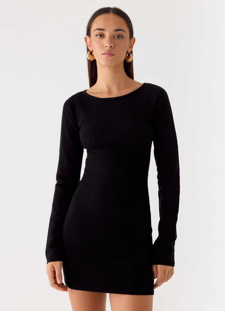 Soft Vision Knit Mini Dress Black