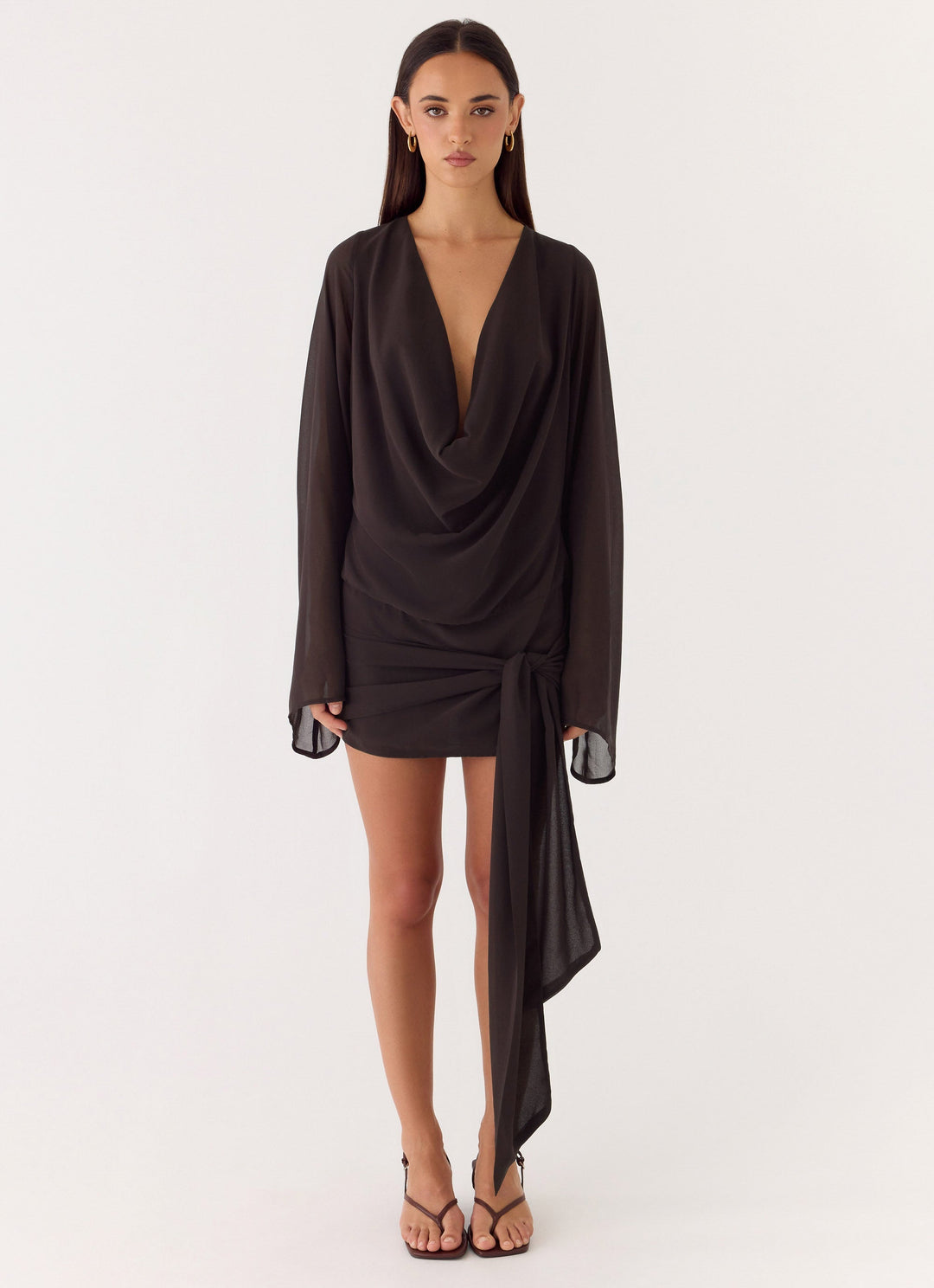 Sorrel Long Sleeve Mini Dress Chocolate