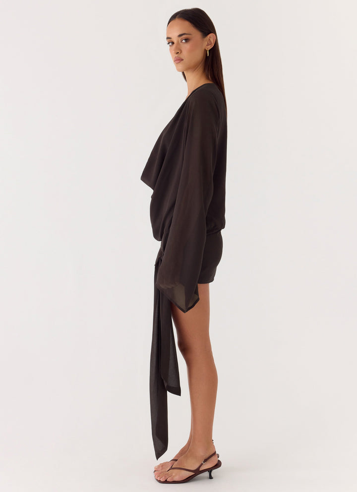 Sorrel Long Sleeve Mini Dress Chocolate