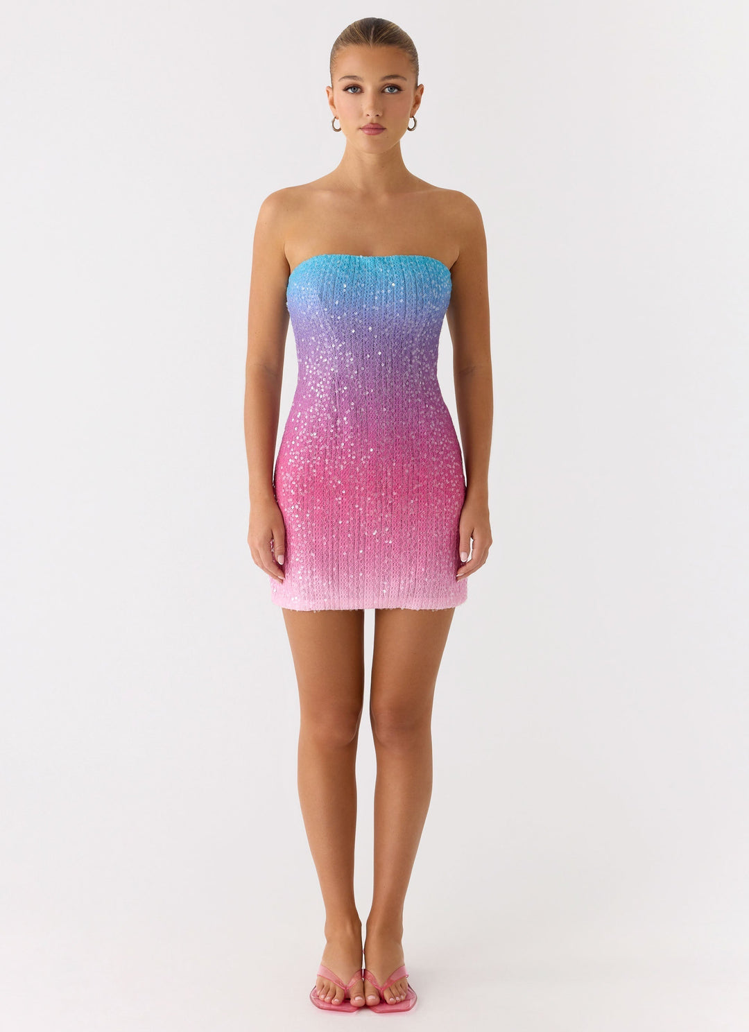 Step Closer Sequin Knit Mini Dress Pink