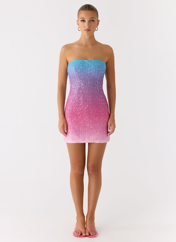 Step Closer Sequin Knit Mini Dress Pink