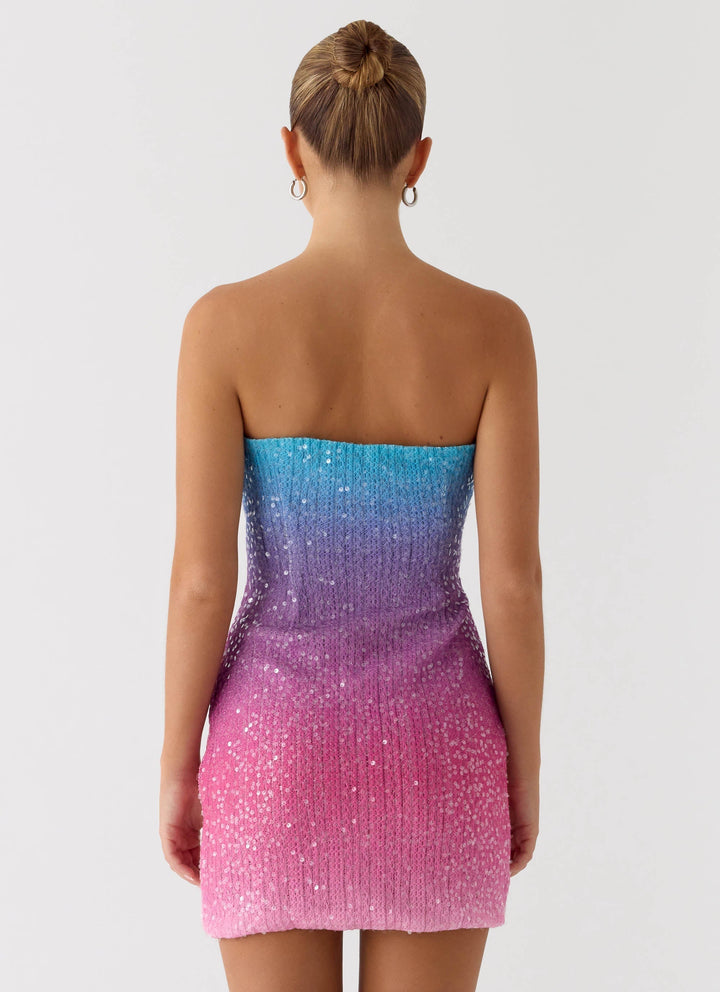 Step Closer Sequin Knit Mini Dress Pink
