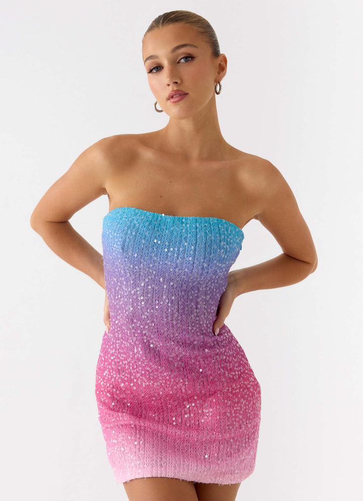 Step Closer Sequin Knit Mini Dress Pink