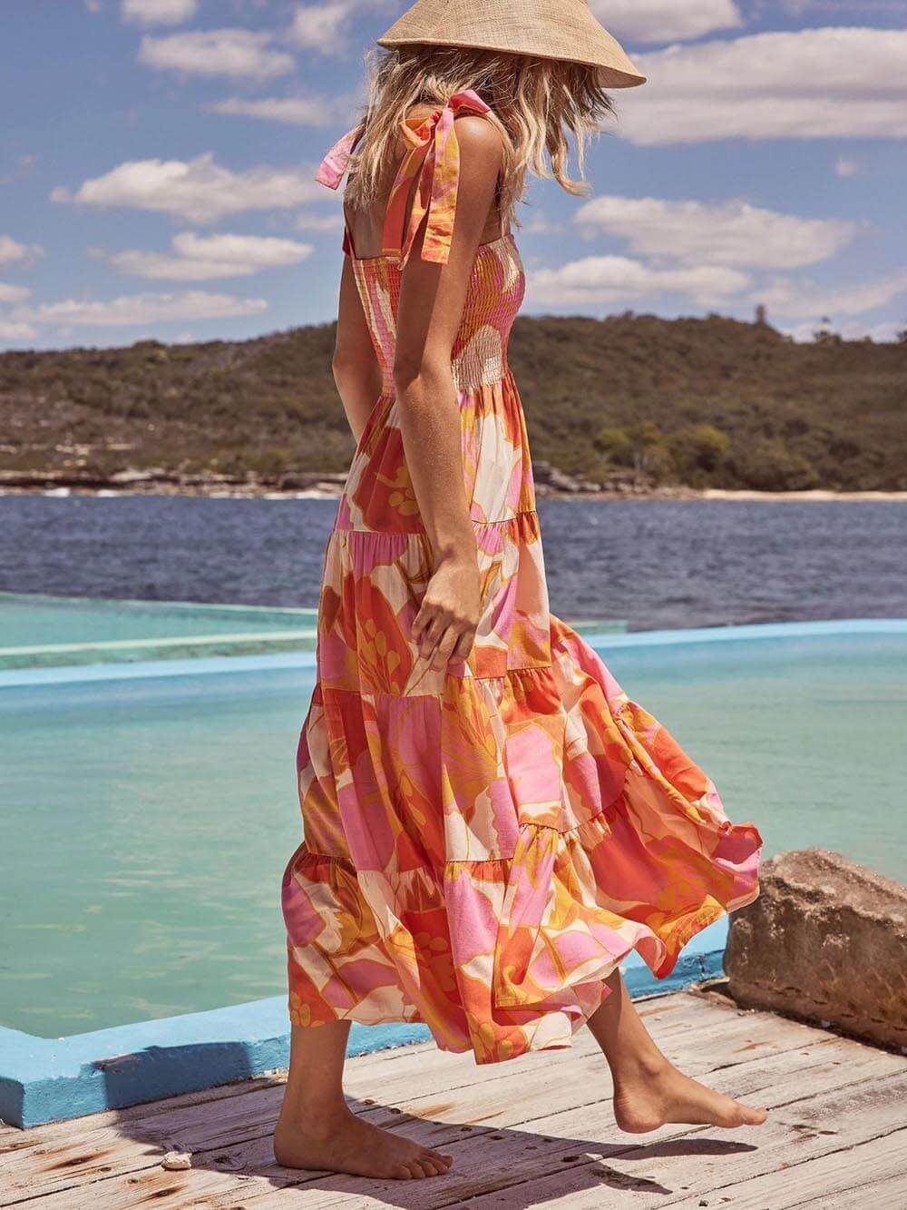 Sundress | Vibrant Halter-Neck Midi Summer Dress | Stylish Comfortable