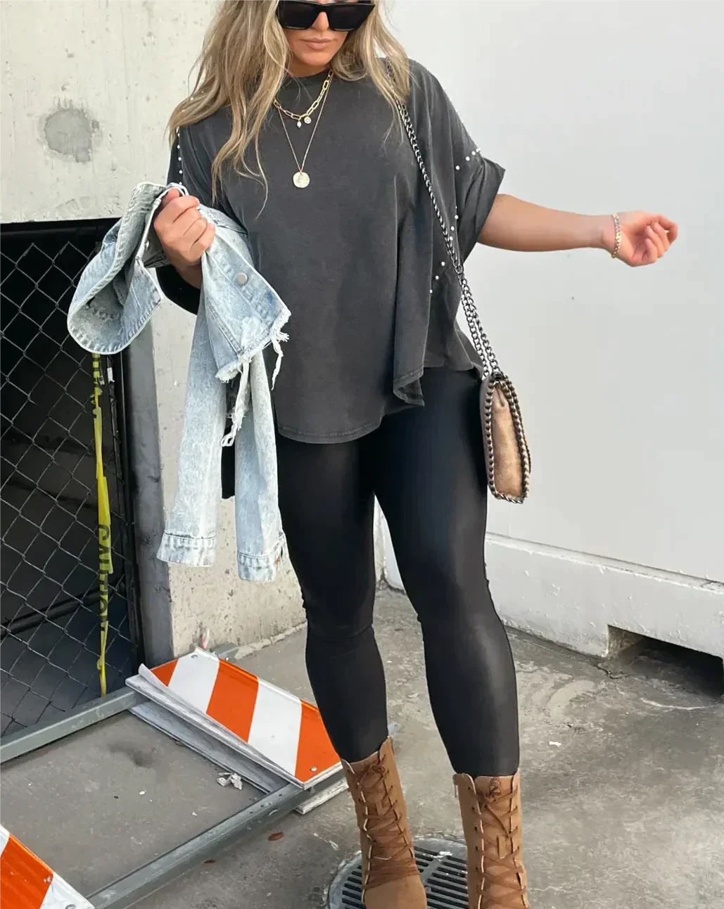 T-Shirt | Stud-Detail Oversized Boyfriend Top | Edgy Comfortable