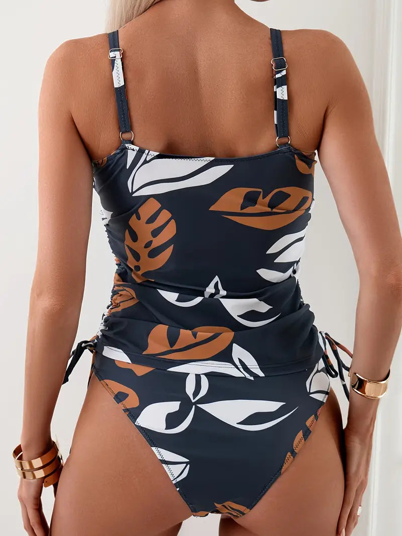 Tankini Set | Stylish Tropical Pattern Swimwear | Comfortable Fit Ladies Tankini Sets