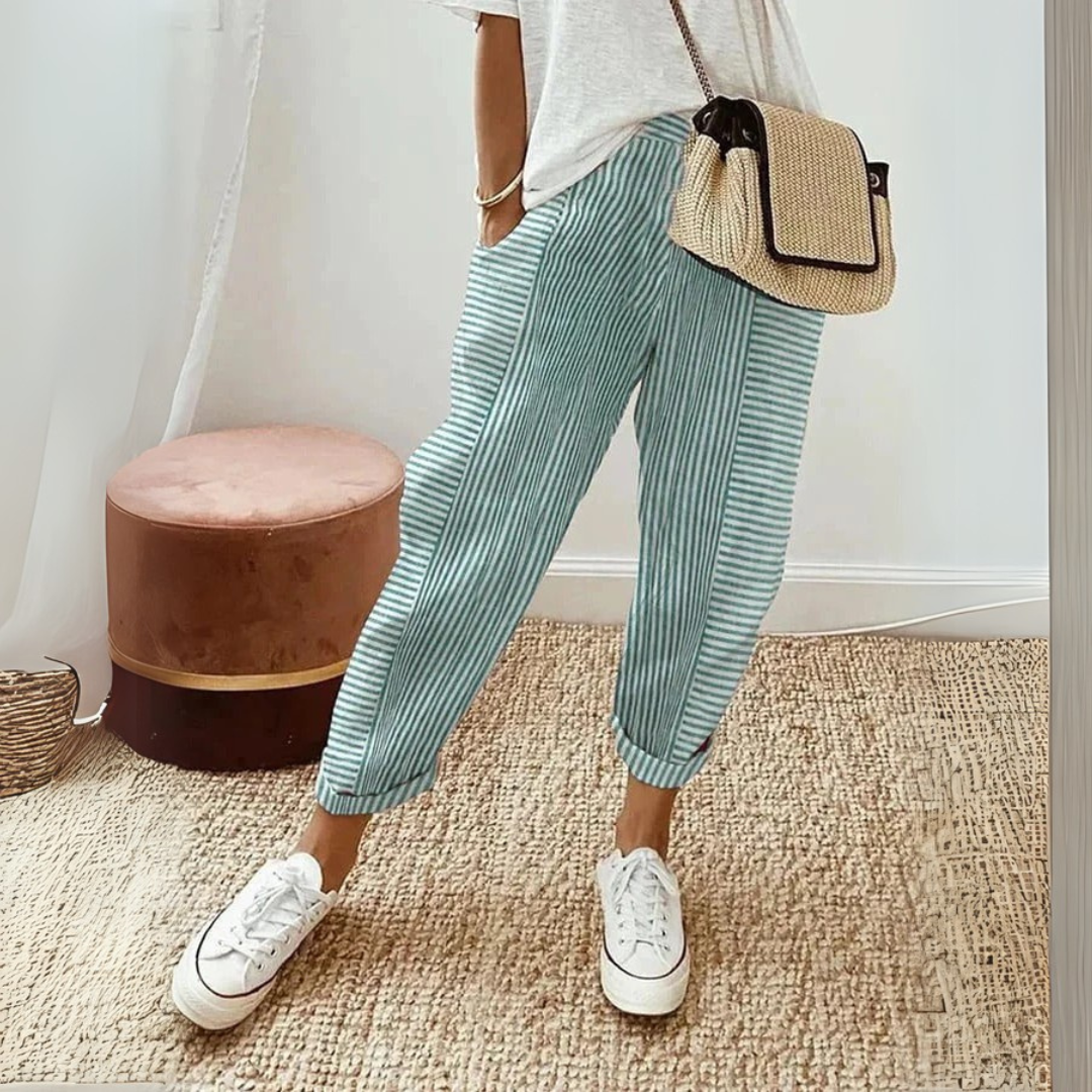 Trousers | Stripe Design | Comfortable High Waist Pants | Stylish and Functional
