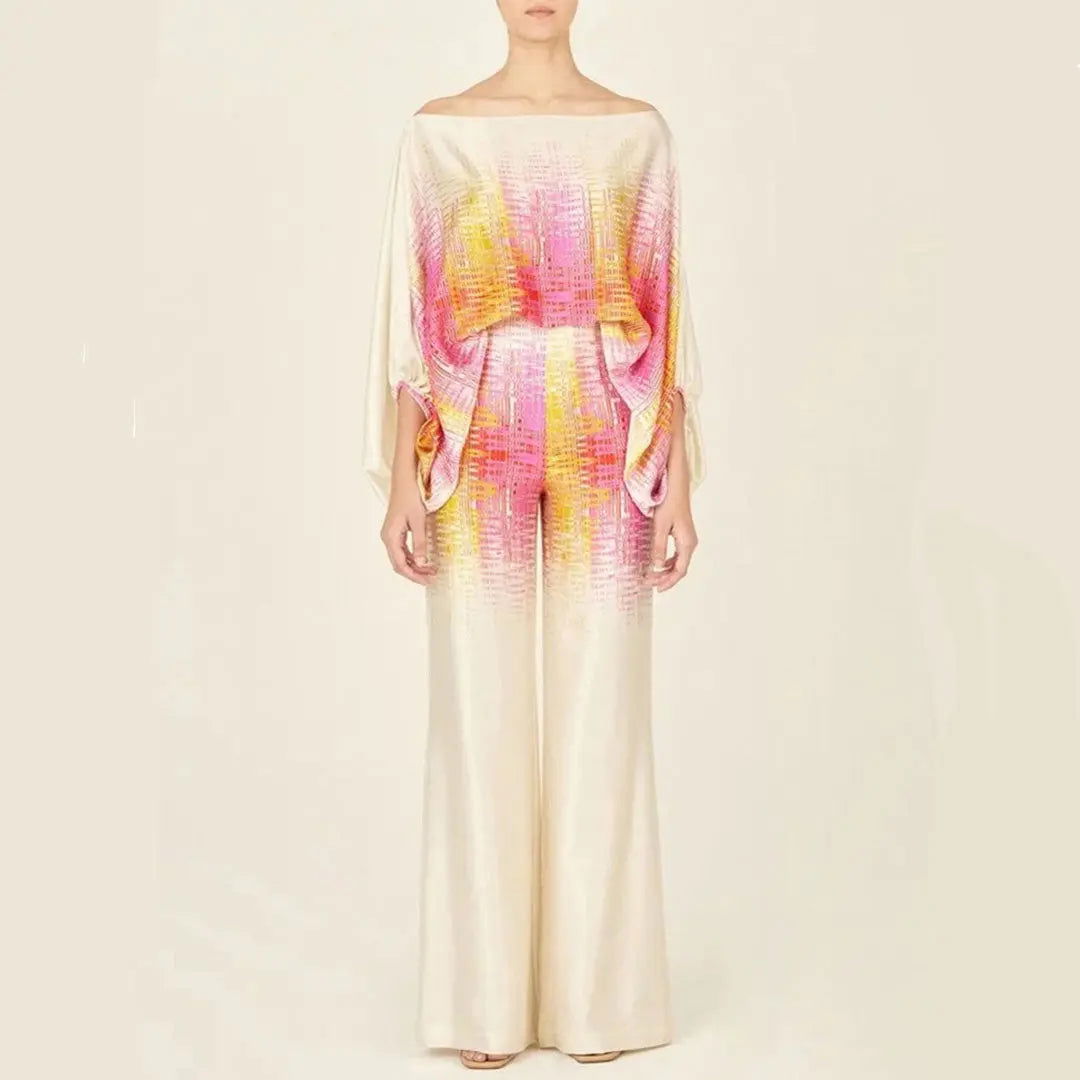 Two Piece Set | Abstract Print Summer Outfit | Elegant Chic Style