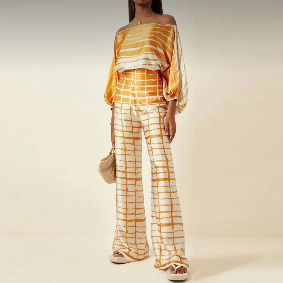 Two Piece Set | Abstract Print Summer Outfit | Elegant Chic Style
