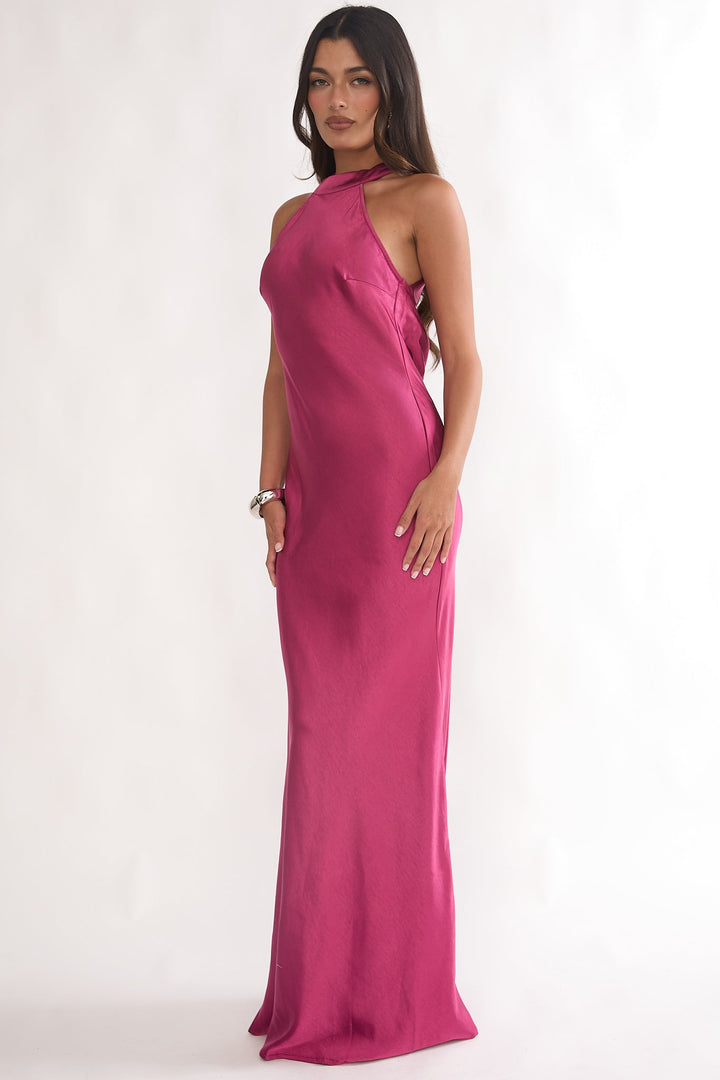 Saphirra Cowl Back Maxi Dress Berry