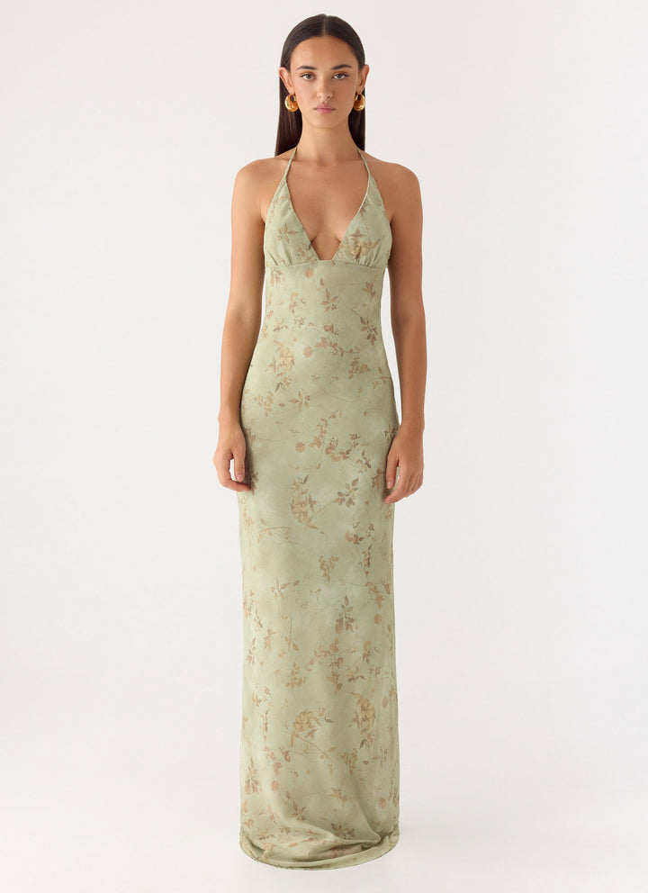 Ultra Quiet Halter Maxi Dress Green