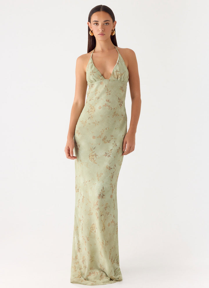 Ultra Quiet Halter Maxi Dress Green
