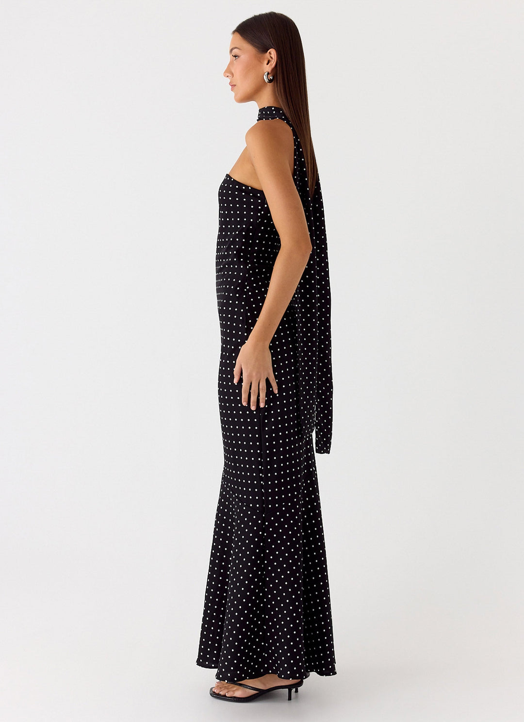 Pagoda Maxi Dress Black Polkadot