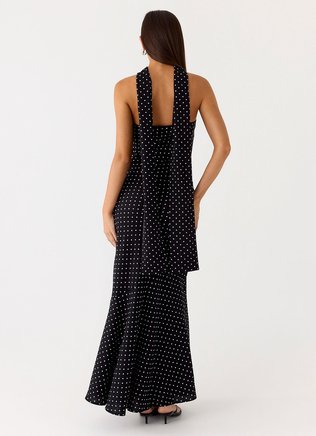 Pagoda Maxi Dress Black Polkadot
