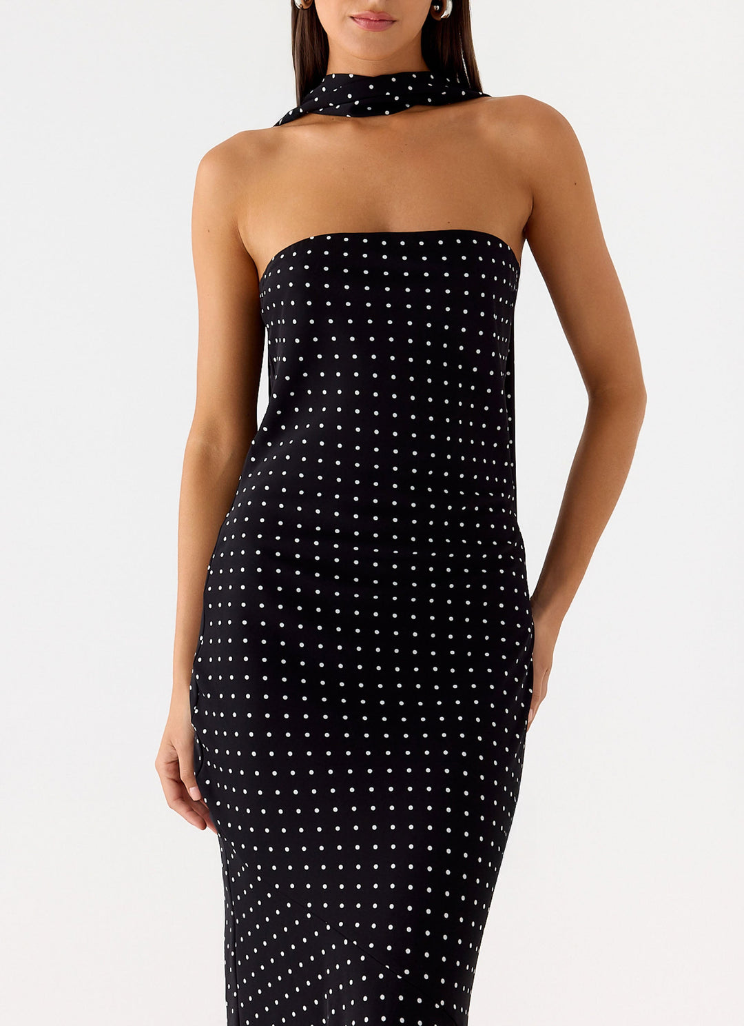 Pagoda Maxi Dress Black Polkadot