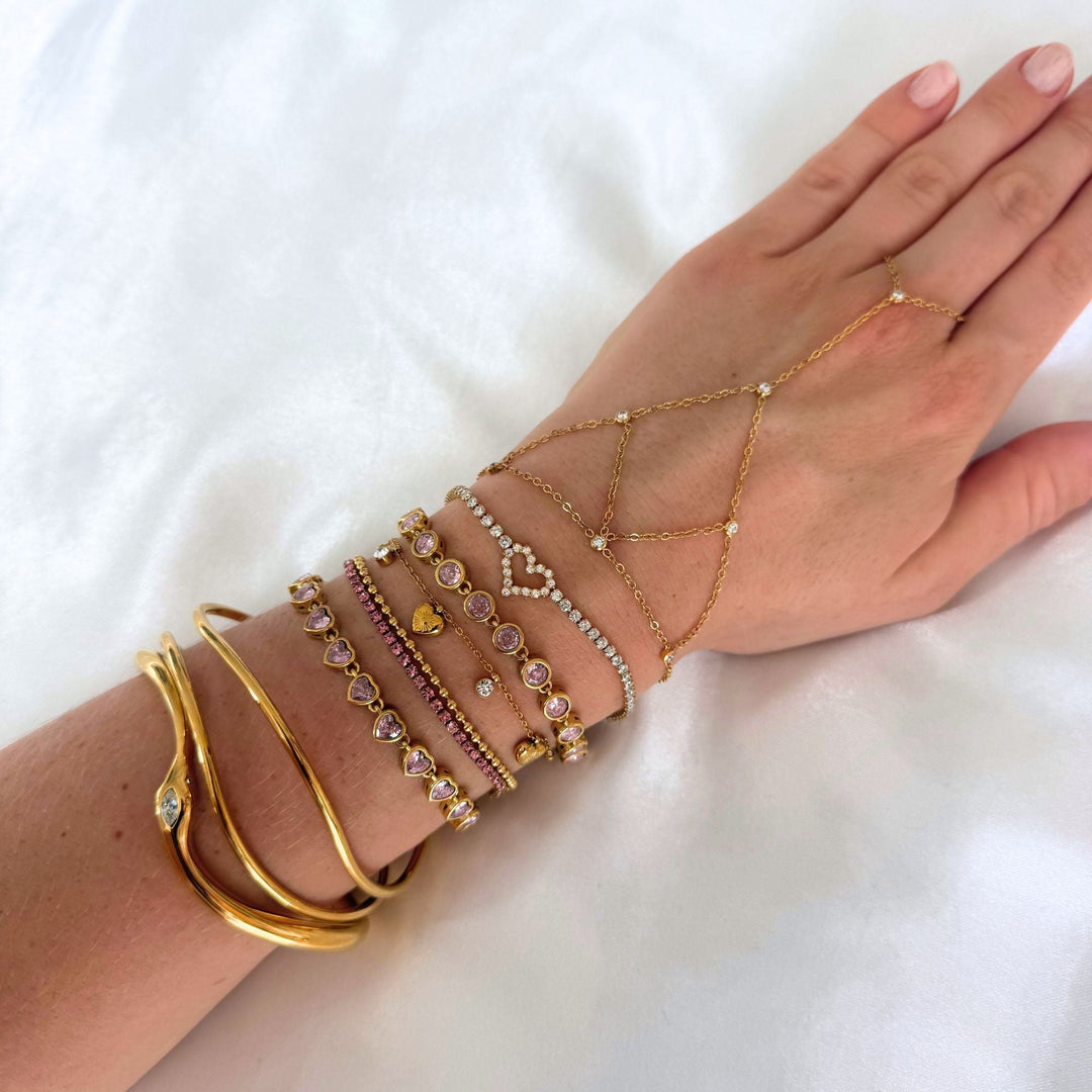 Elara Crystal Ring Bracelet | 18K Gold
