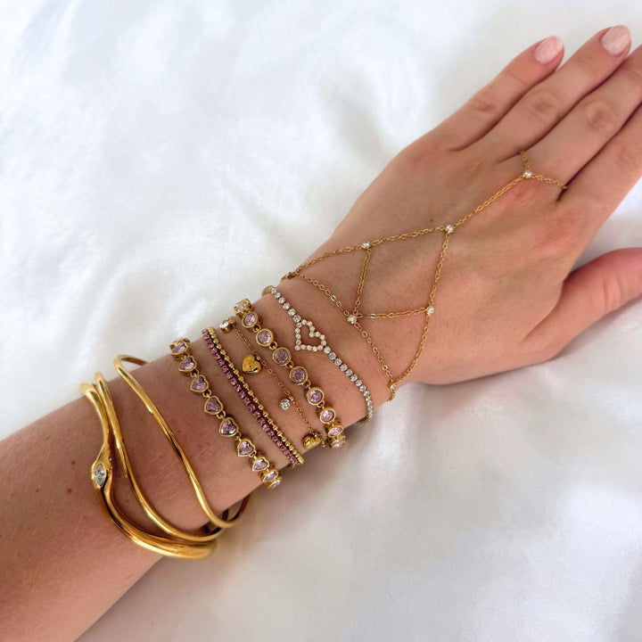 Elara Crystal Ring Bracelet | 18K Gold