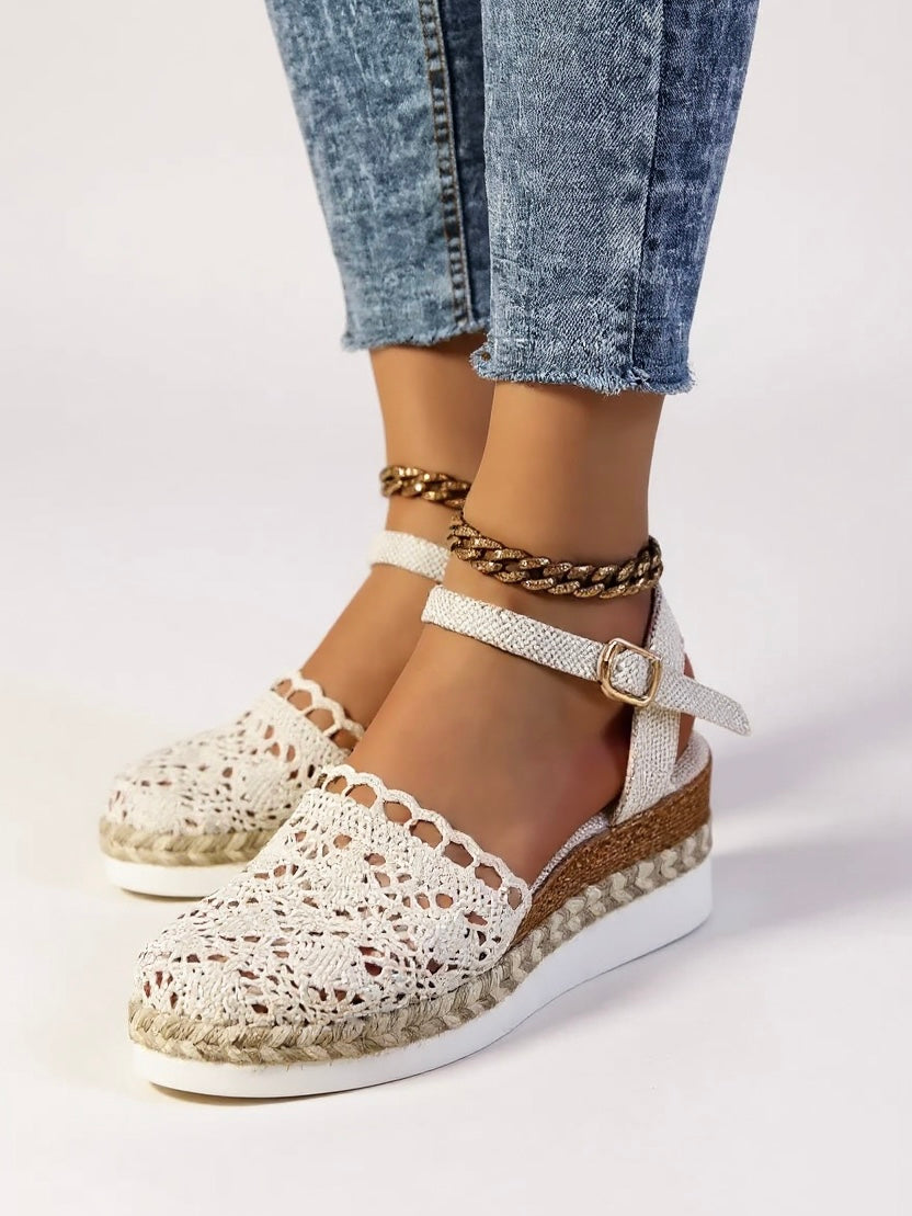 Wedge Sandals | Boho Espadrille Wedges with Ankle Strap | Comfortable Elevated Footwear
