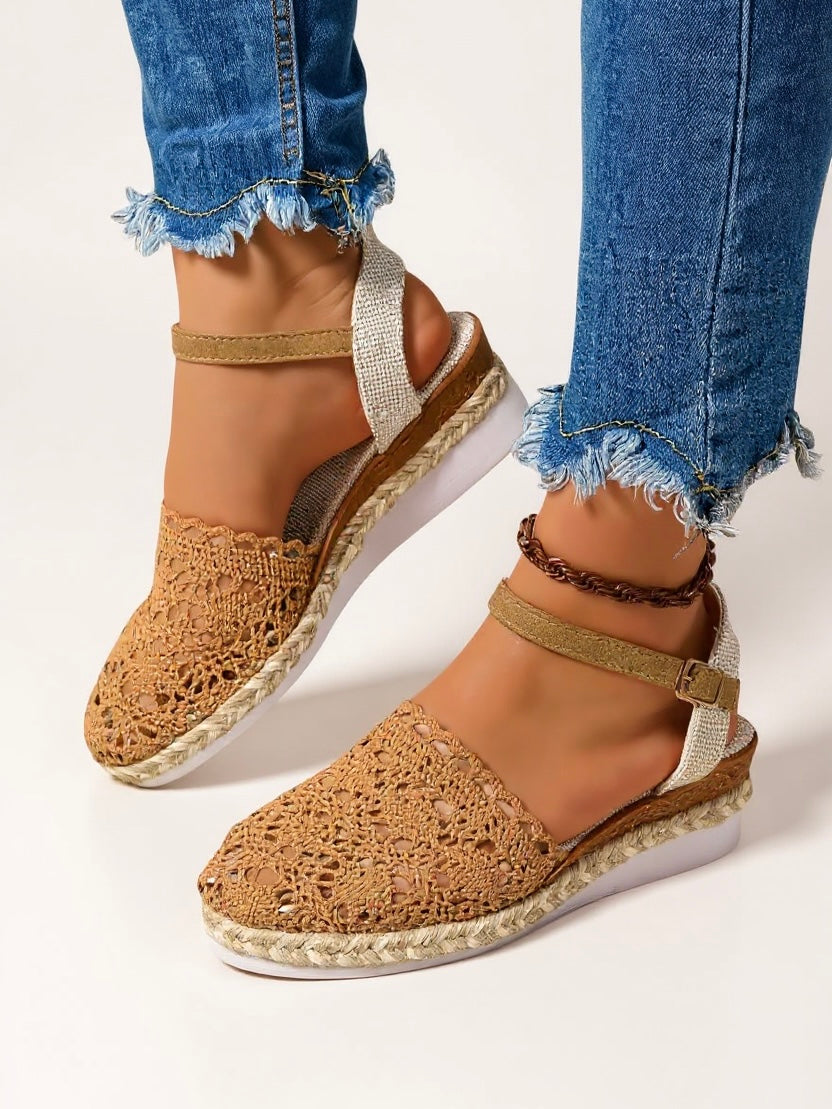 Wedge Sandals | Boho Espadrille Wedges with Ankle Strap | Comfortable Elevated Footwear