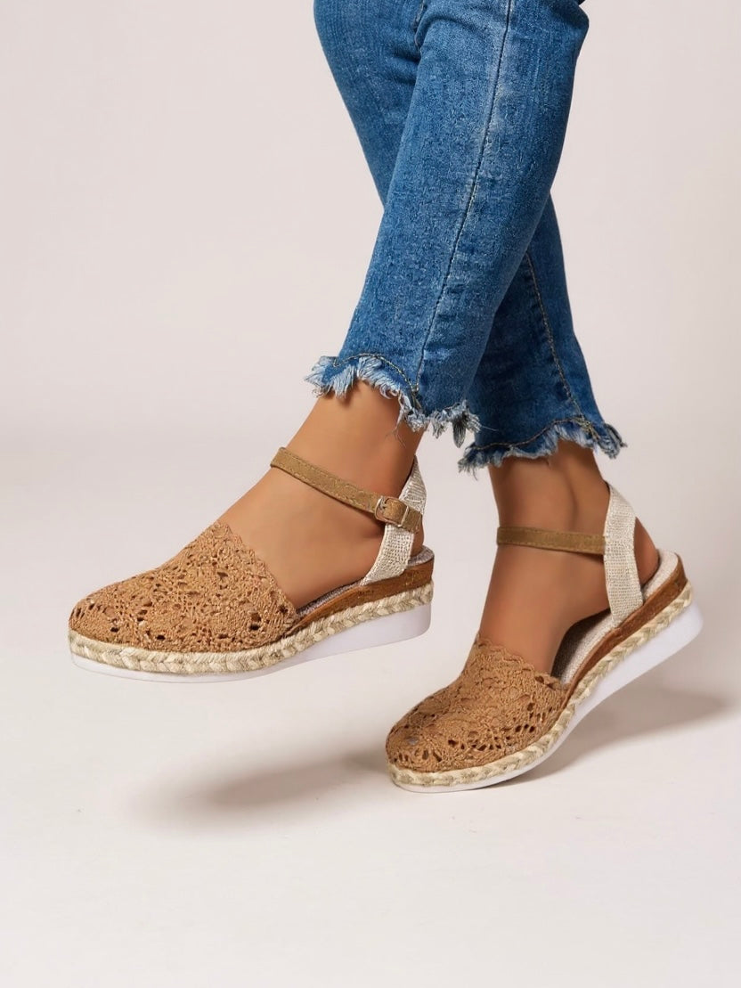 Wedge Sandals | Boho Espadrille Wedges with Ankle Strap | Comfortable Elevated Footwear