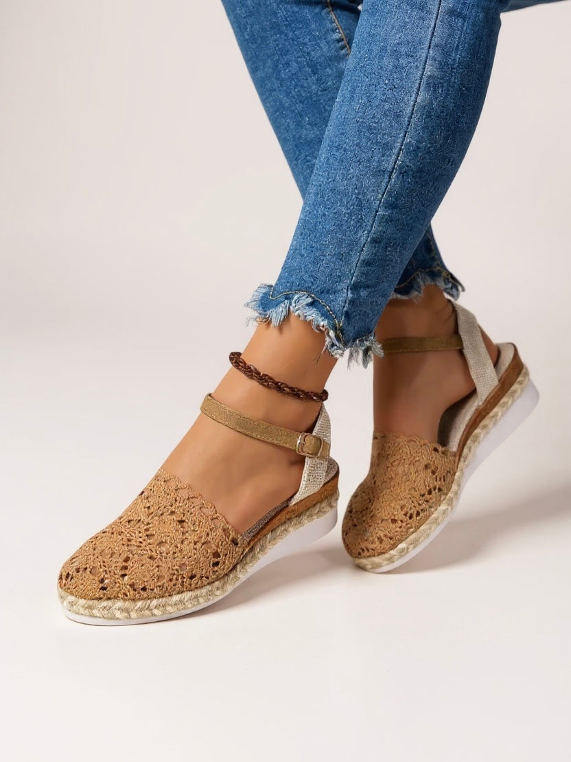 Wedge Sandals | Boho Espadrille Wedges with Ankle Strap | Comfortable Elevated Footwear