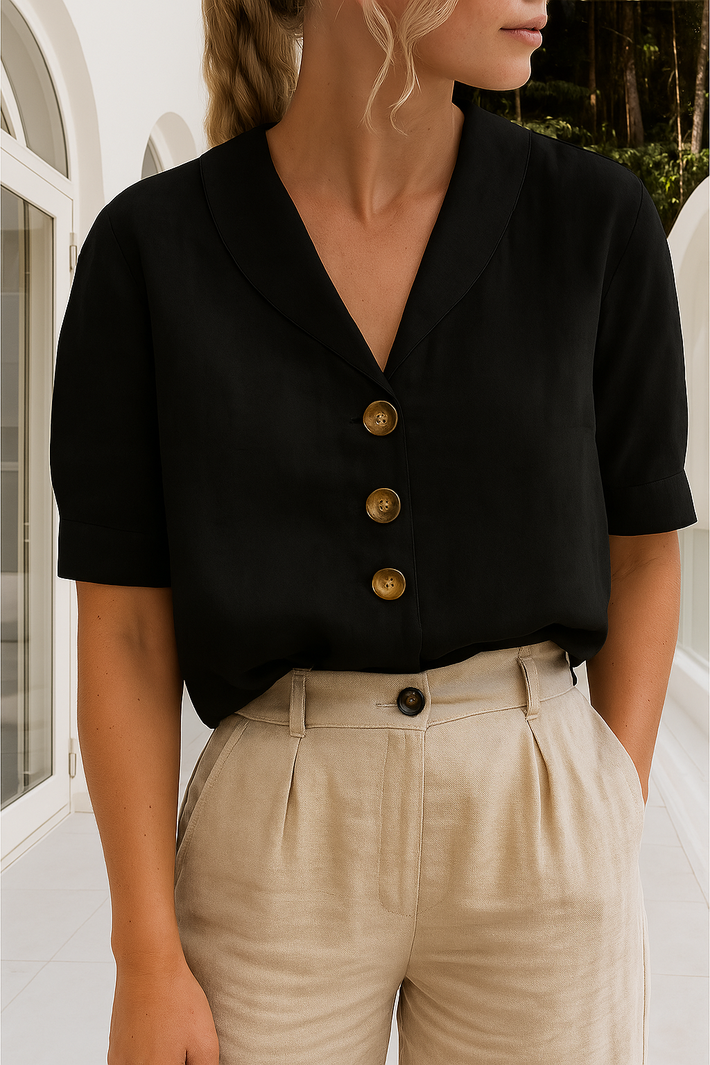 Women's Lightweight Wrap Blouse | Elegant Long-Sleeve Summer Top
