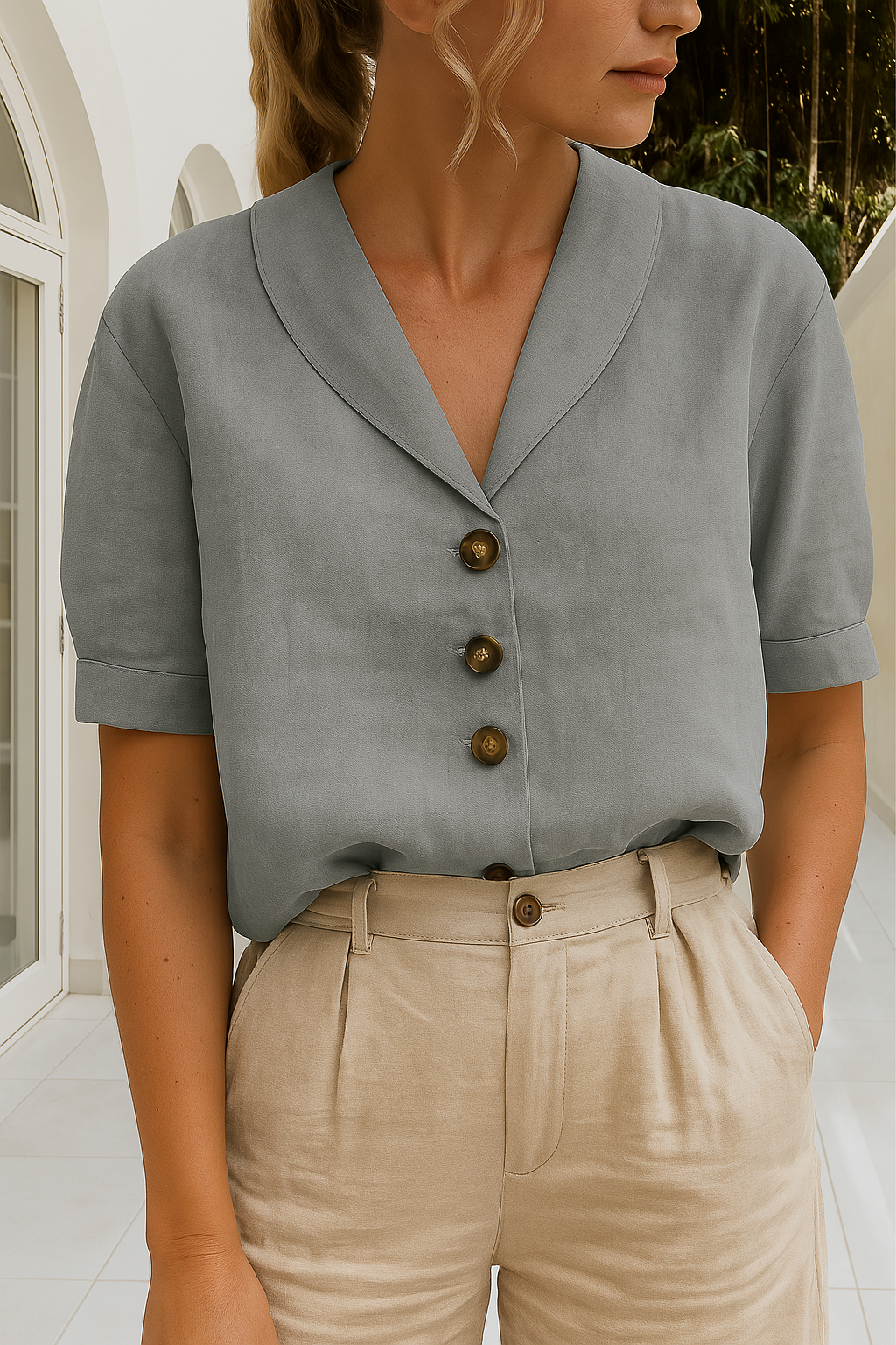 Women's Lightweight Wrap Blouse | Elegant Long-Sleeve Summer Top