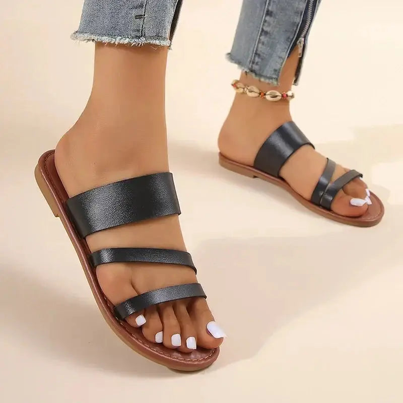 Women's Cushioned Flat Sandals | Minimalist Adjustable Summer Sandals
