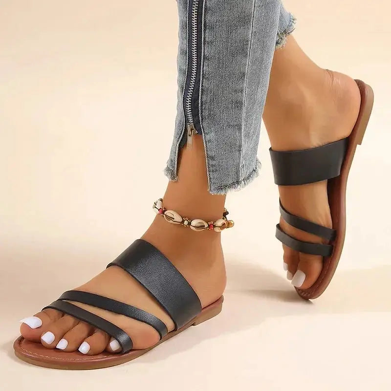 Women's Cushioned Flat Sandals | Minimalist Adjustable Summer Sandals