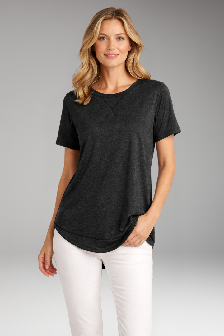 Women's Curved-Hem Round Neck T-Shirt | Relaxed Everyday Cotton Top