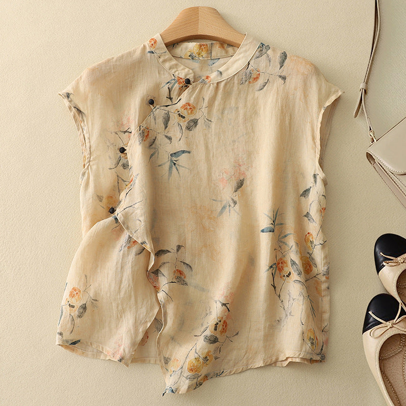 Womens Blouse | Vintage Floral Summer Top | Effortless Flowing Charm