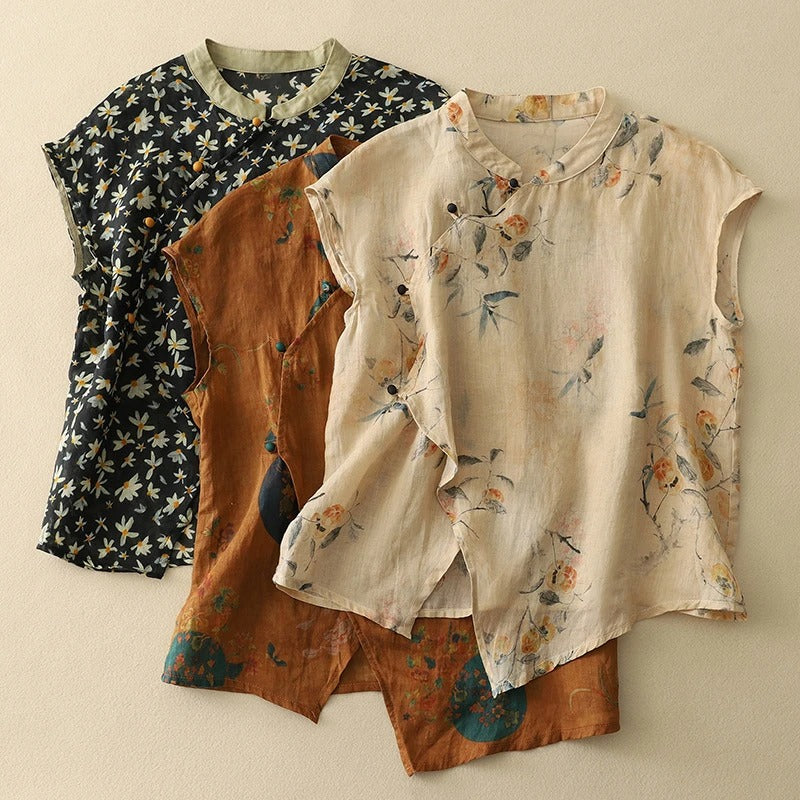 Womens Blouse | Vintage Floral Summer Top | Effortless Flowing Charm