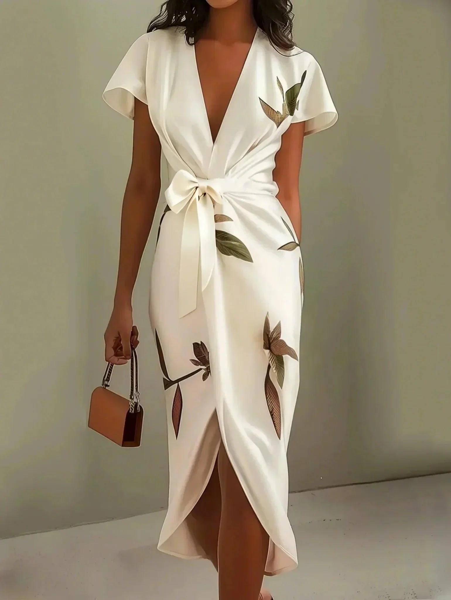 Wrap Style Midi Dress | Floral Print Summer Dress | Elegant Flattering Design