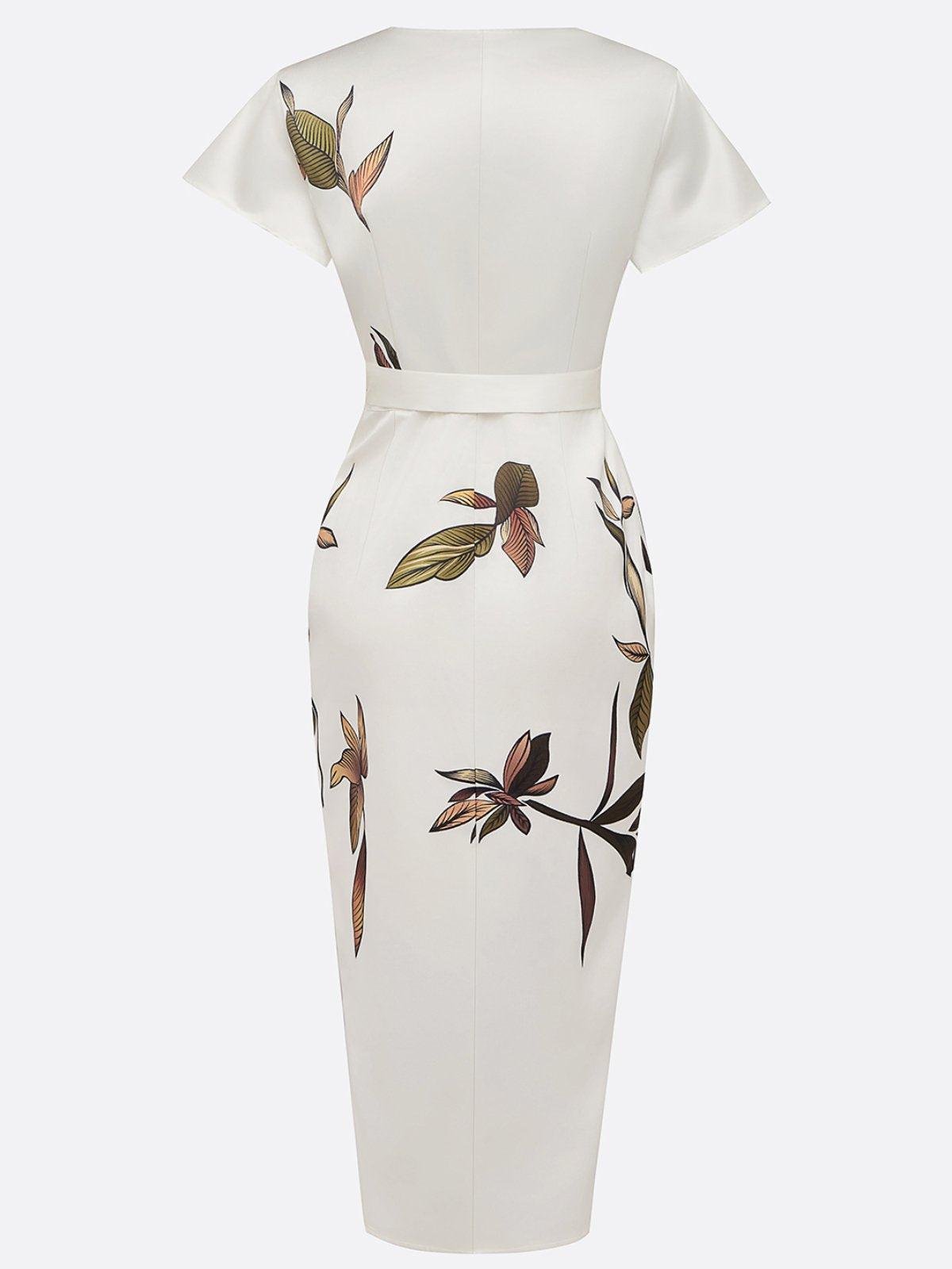 Wrap Style Midi Dress | Floral Print Summer Dress | Elegant Flattering Design
