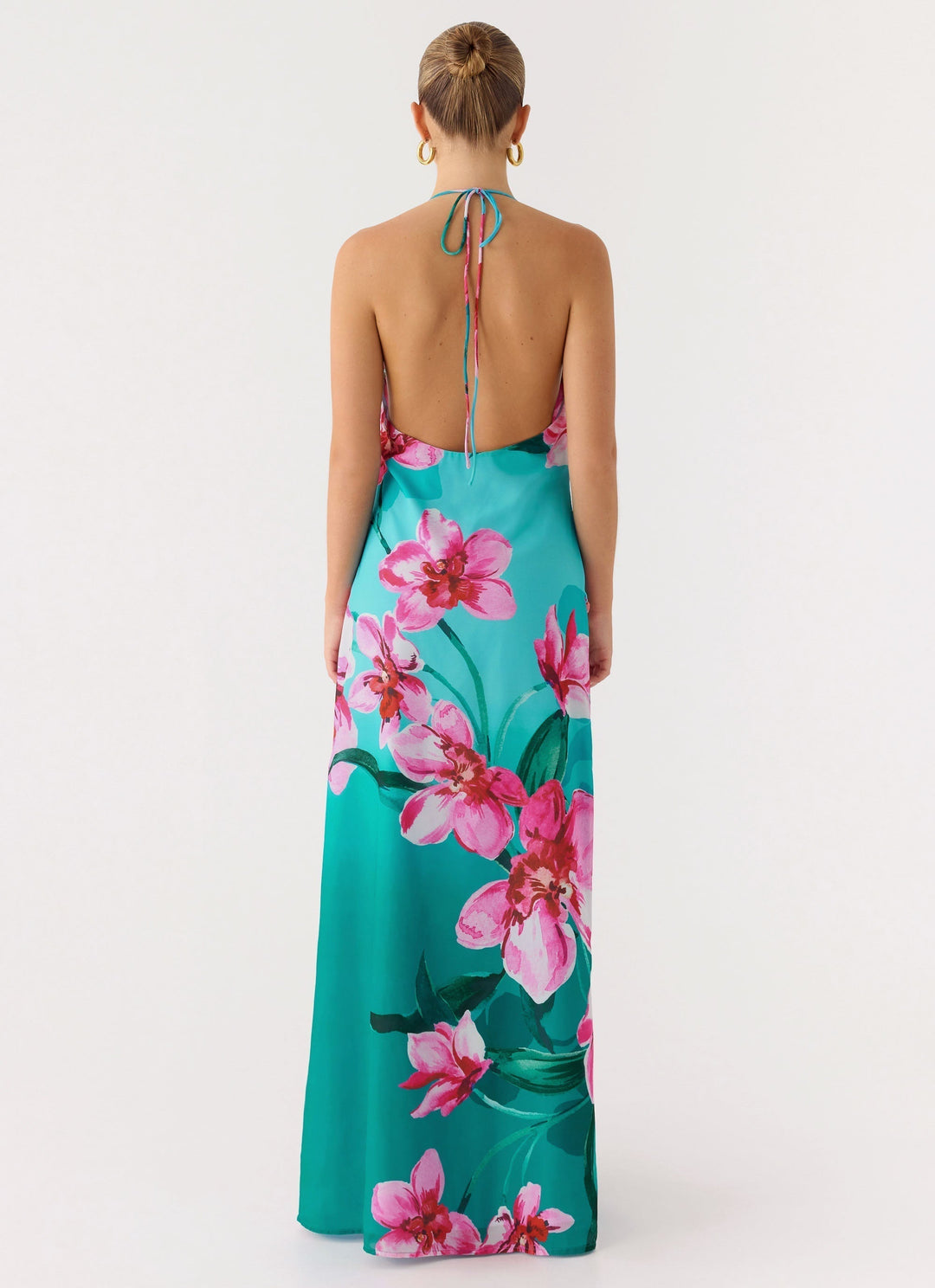 Yoon Beaded Cowl Maxi Dress Blue Green