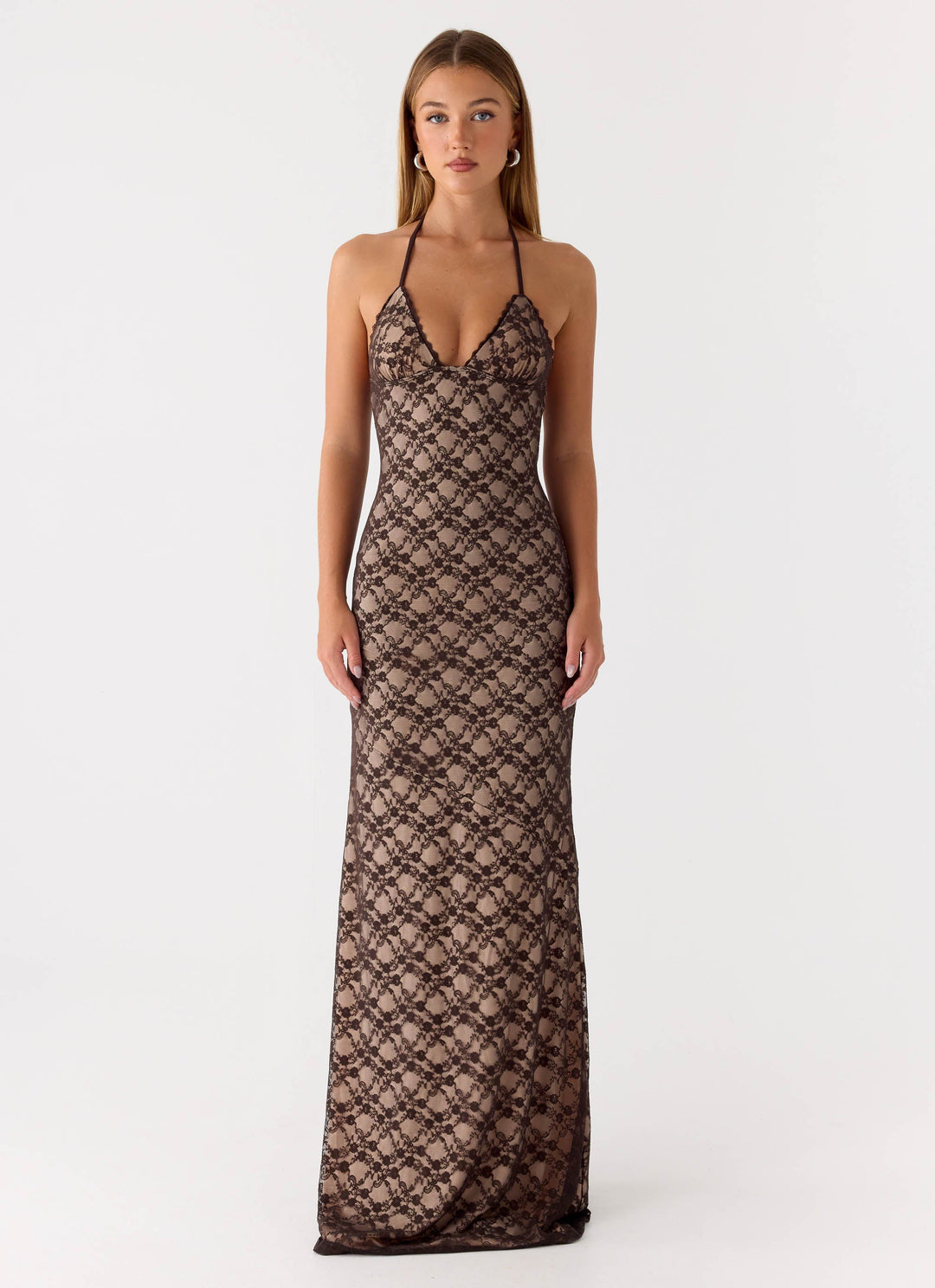 Zecca Lace Maxi Dress Chocolate