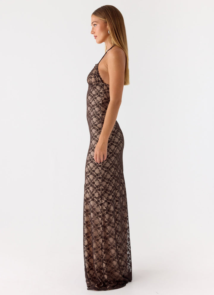 Zecca Lace Maxi Dress Chocolate