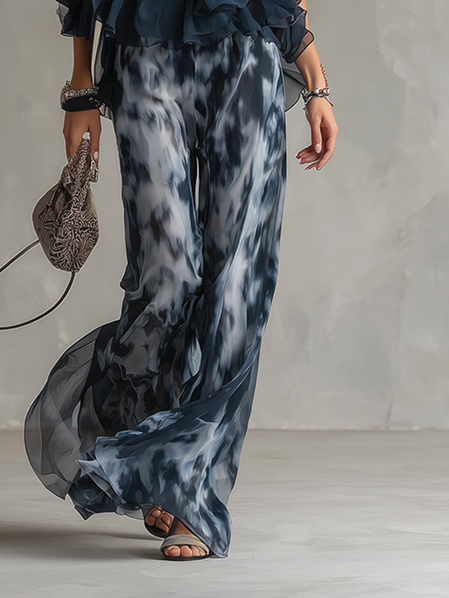 Outfit Two Piece Set with Flowing Wide Leg Pants | Elegant Look for Warm Weather