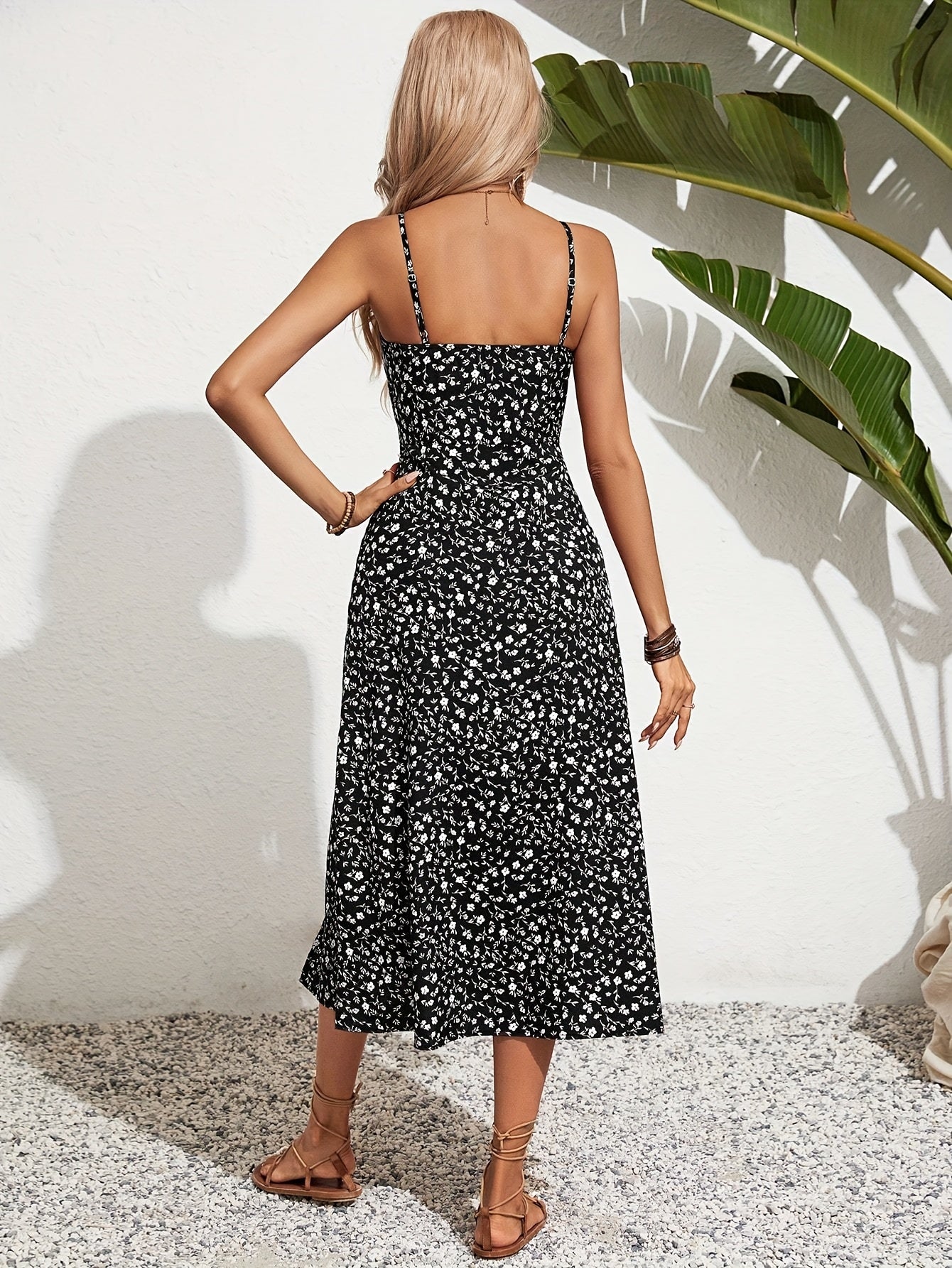 Women's Floral Off-Shoulder Midi Dress | Strappy Summer Dress