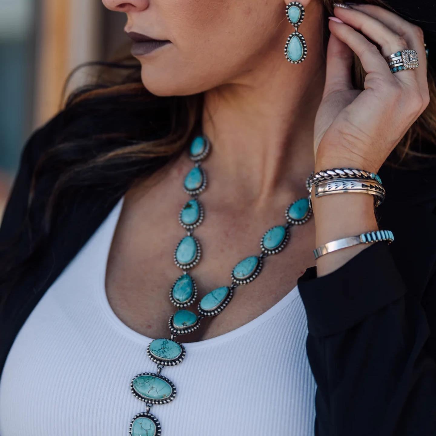 Women's Vintage Turquoise Statement Set | Elegant Necklace & Earrings