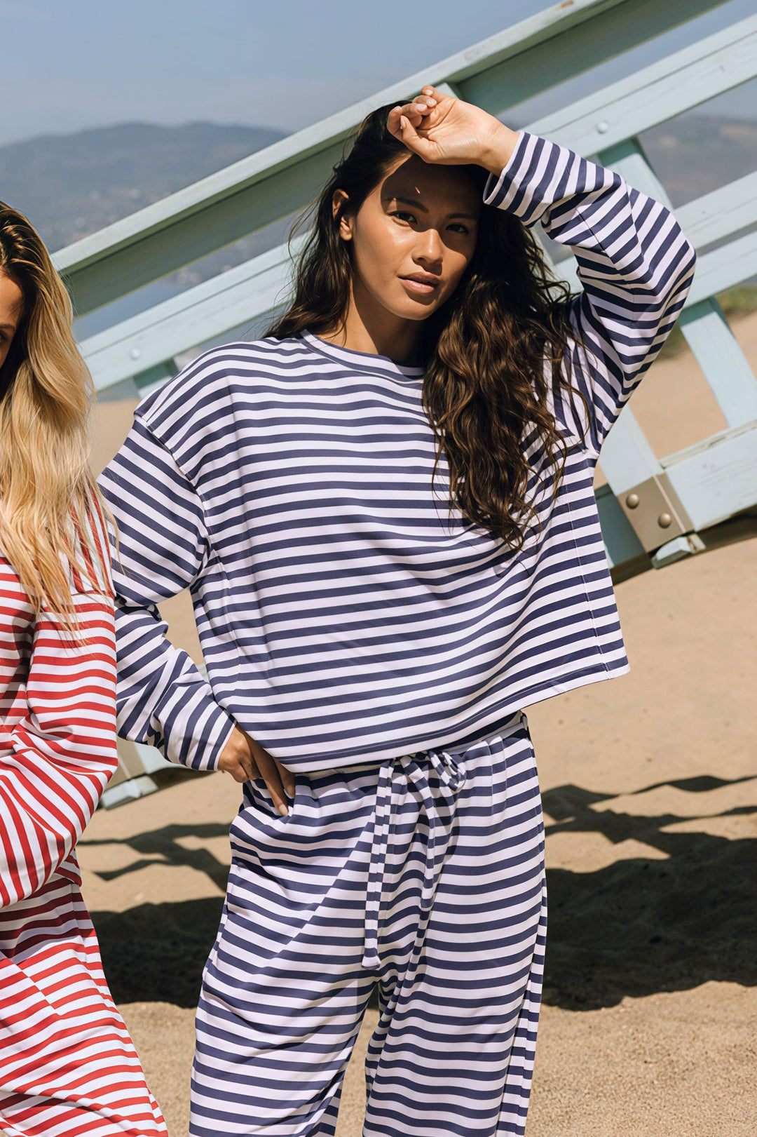Duttini | Stripe Crewneck Drawstring Two Piece Set