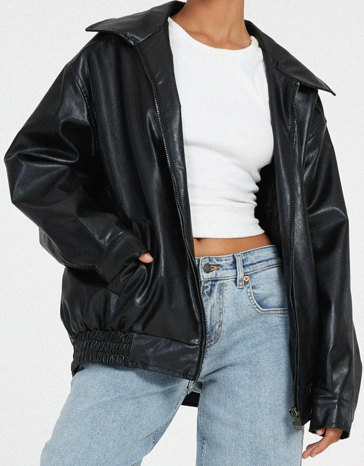 Women's Biker Style Faux Leather Jacket