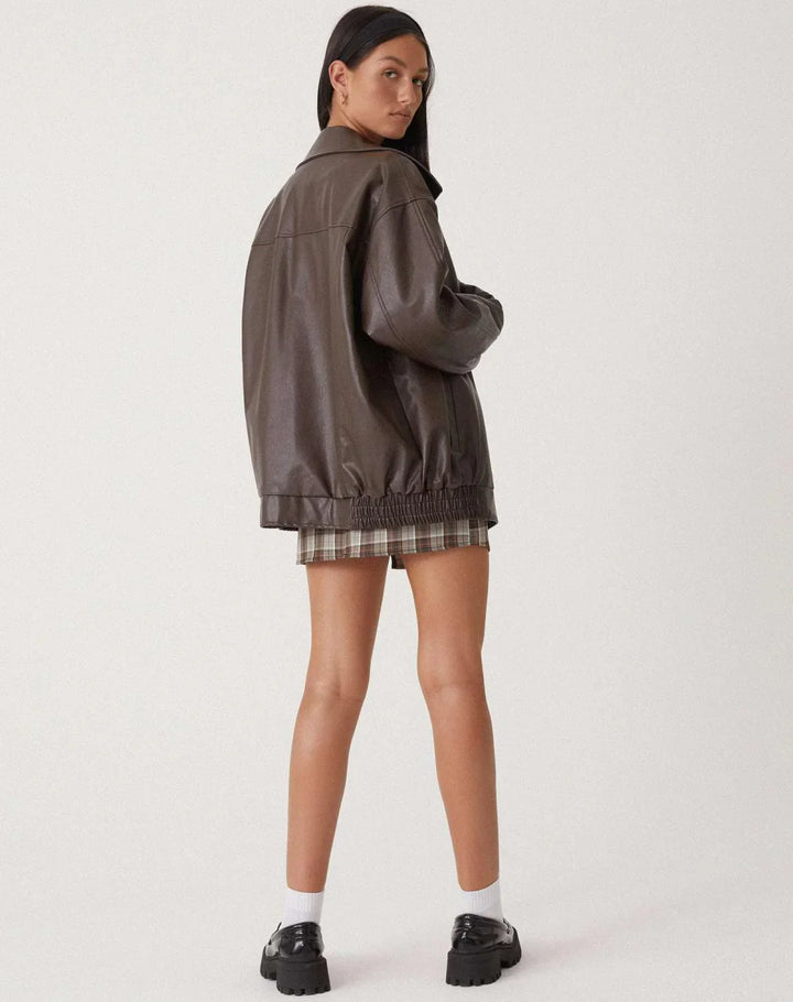 Women's Biker Style Faux Leather Jacket