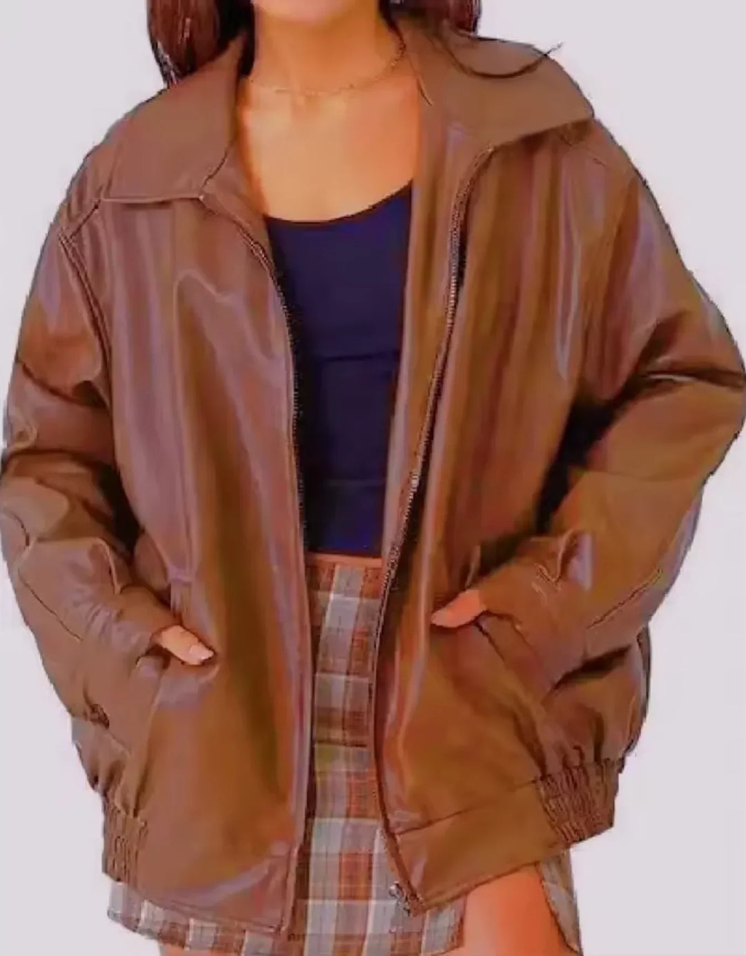 Women's Biker Style Faux Leather Jacket