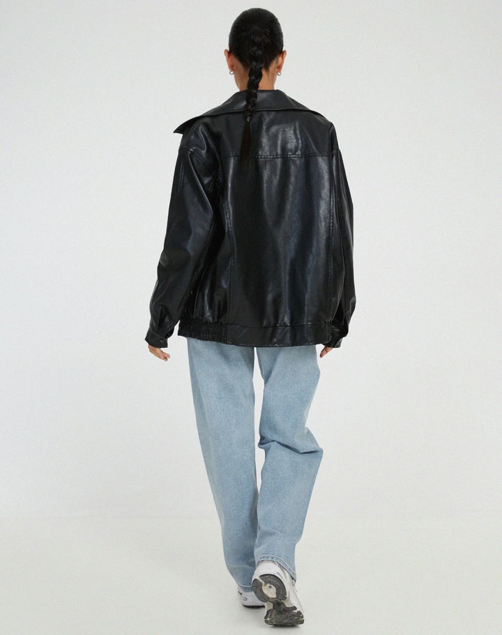 Women's Biker Style Faux Leather Jacket